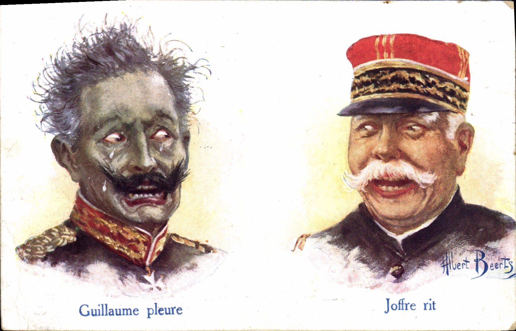 VINTAGE POSTCARD Fantaisie Guillaume Illustrator cries Joffre laughs Militaria