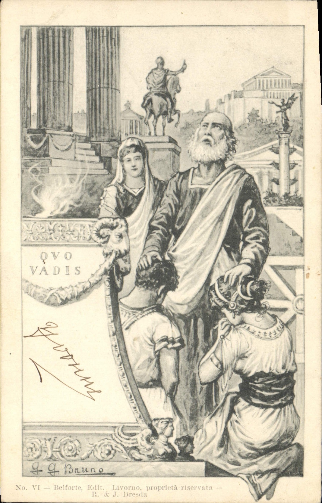 VINTAGE POSTCARD Fantasy Illustrator Quo Vadis