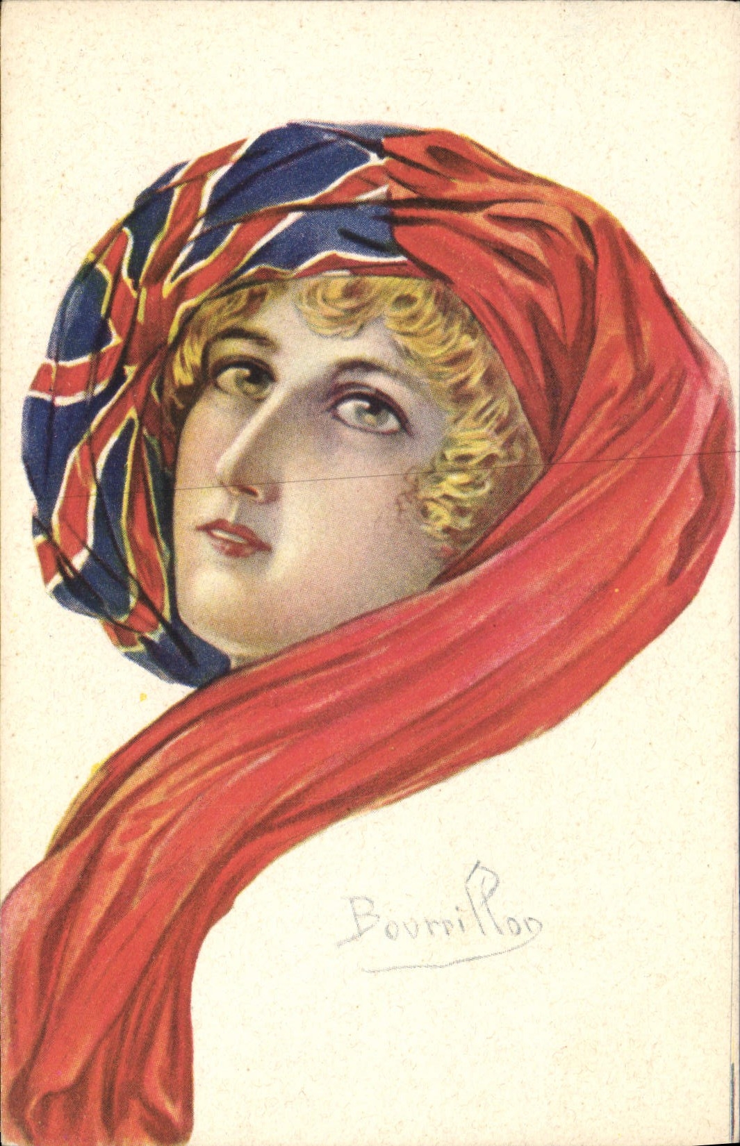 VINTAGE POSTCARD Fantasy Illustrator Bourrillon Woman