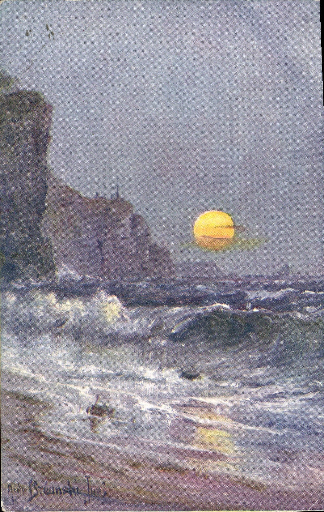 VINTAGE POSTCARD Fantasy Moonlight Illustrator