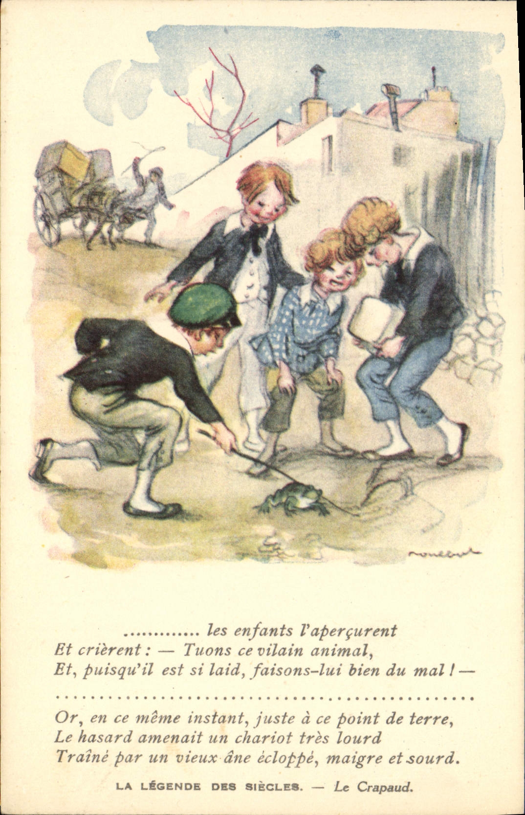 CPA Fantaisie Illustrateur Poulbot Victor Hugo La Legende des Siecles Le crapaud Grenouille 