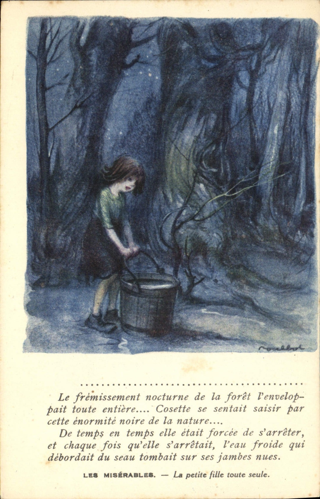 CPA Fantaisie Illustrateur Poulbot Victor Hugo Les Miserables La petite fille toute seule 