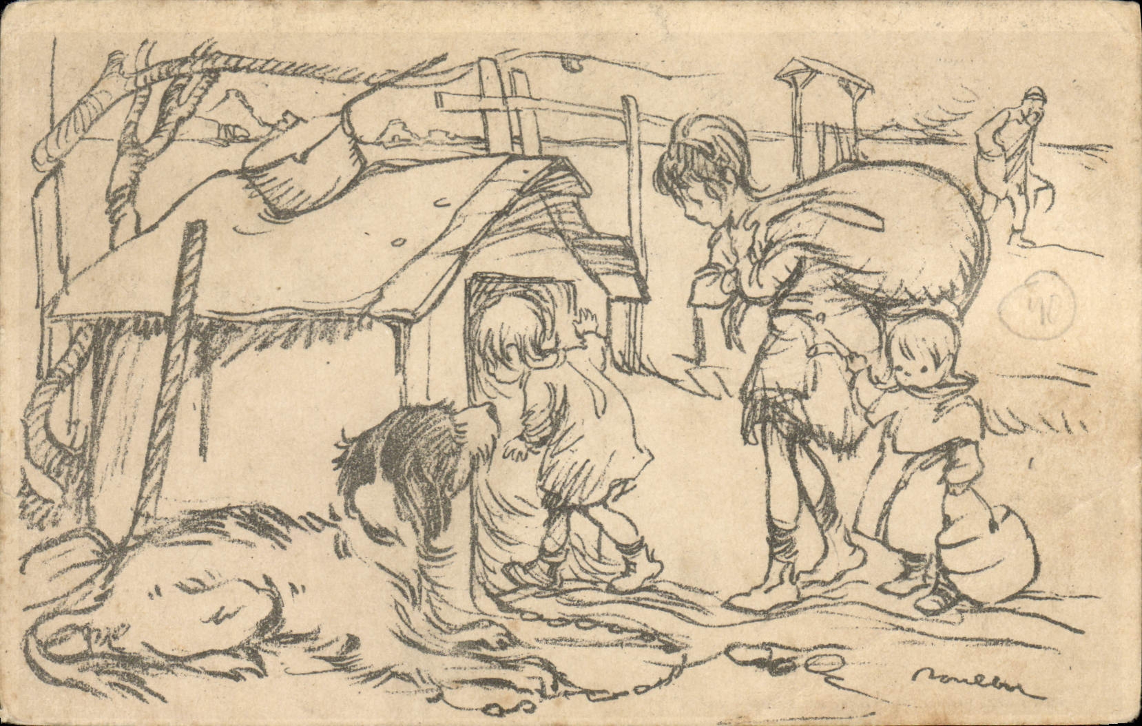 CPA Fantaisie Illustrateur Poulbot Chien 