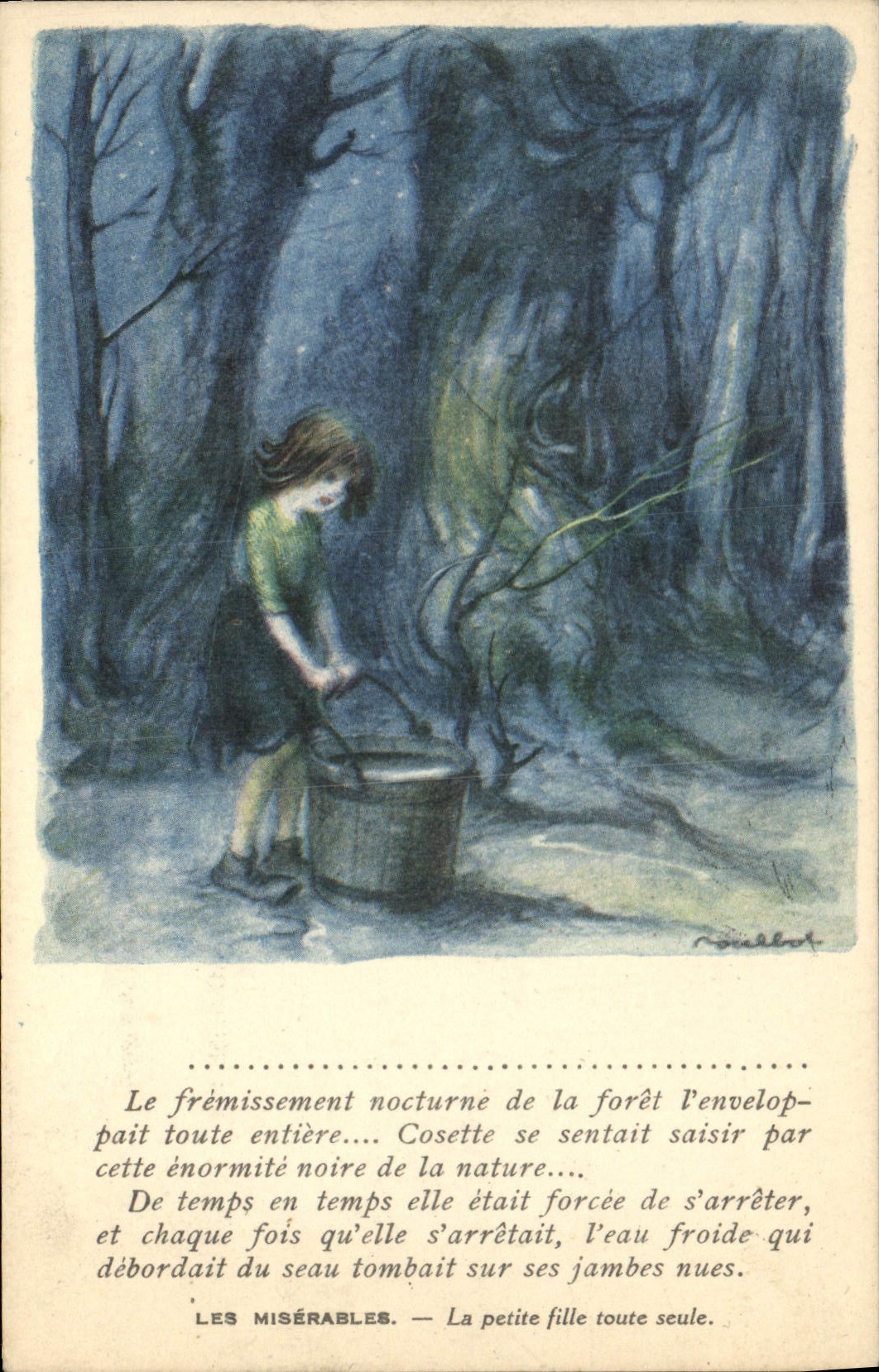 CPA Fantaisie Illustrateur Poulbot Victor Hugo Les Miserables La petite fille toute seule