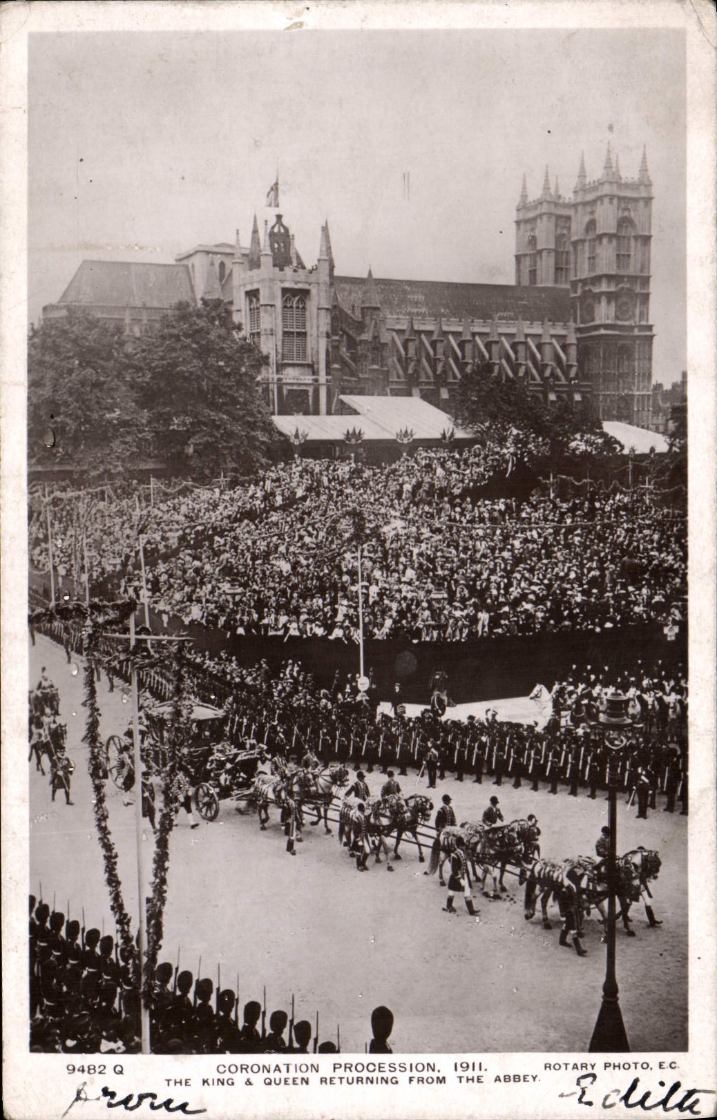 CPA Coronation Preocession 1911 The king and Queen returning from the abbey