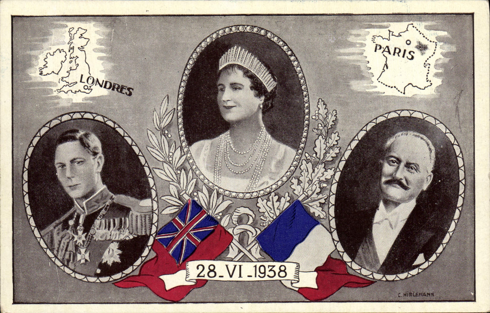 VINTAGE POSTCARD London Paris 28 VI 1938