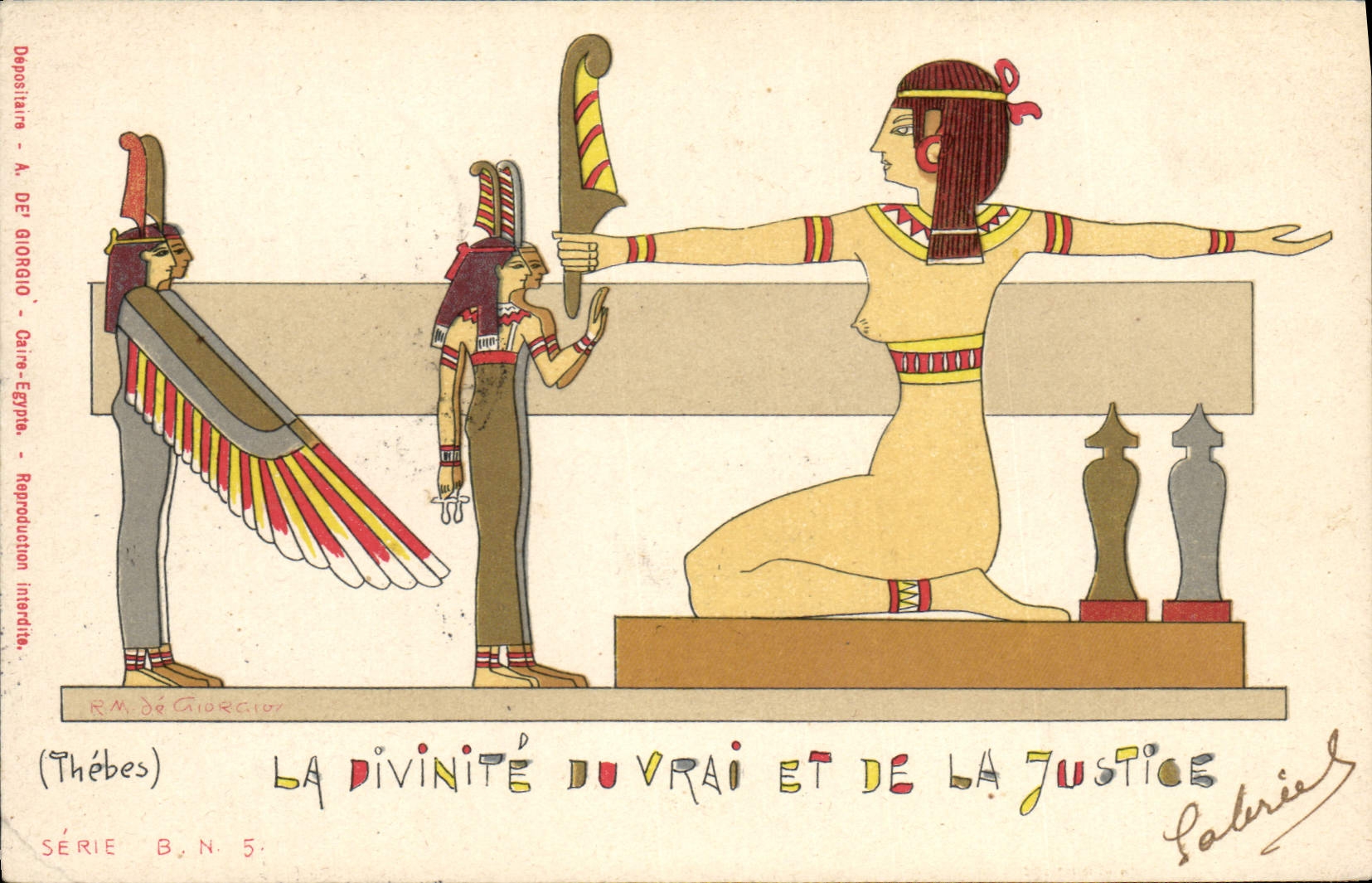 CPA Fantaisie Illustrateur Thebes Egypte Egype La divinite du vrai et de la justice