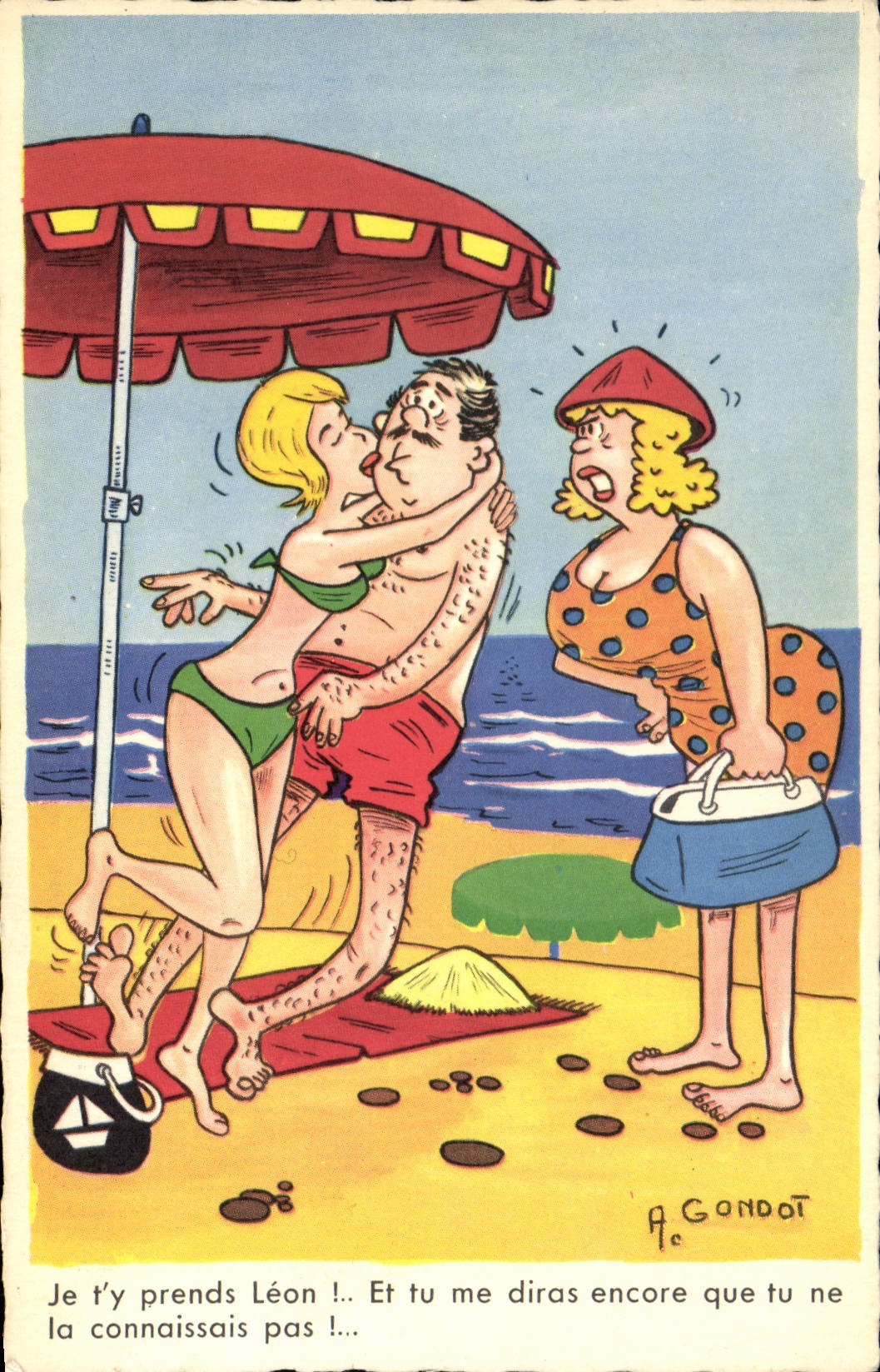 VINTAGE POSTCARD Fantaisie Illustrator I take Leon Gondot there to you