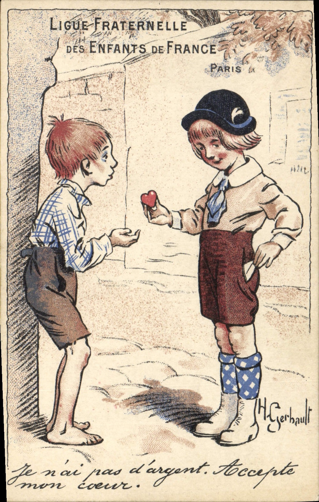 VINTAGE POSTCARD Fantaisie Illustrator Leagues Fraternal Children of Gerbault France