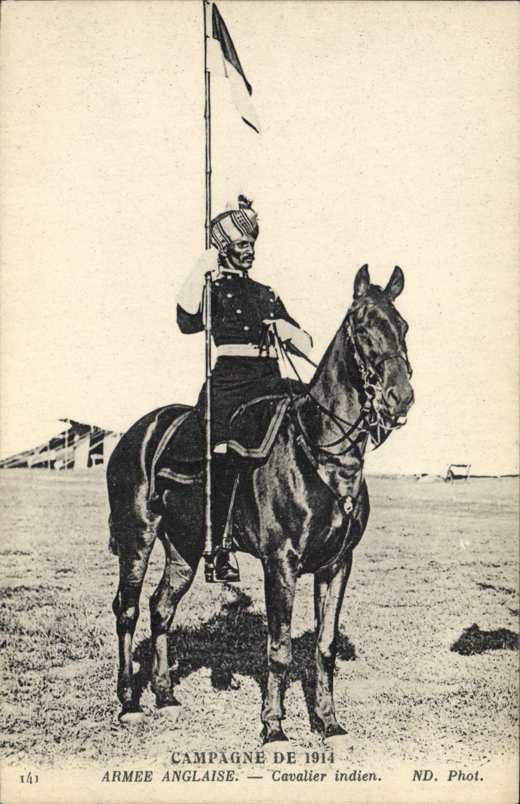 VINTAGE POSTCARD Militaria Armed English Indian Rider Horse