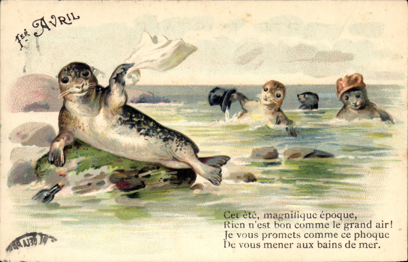 VINTAGE POSTCARD April 1st Seal