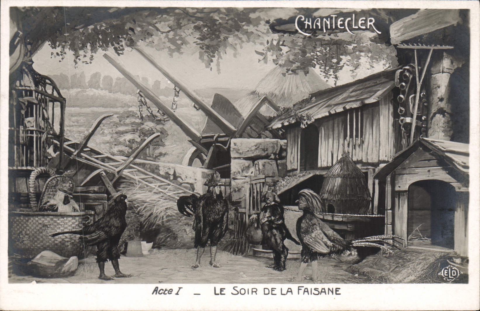 VINTAGE POSTCARD Theater Rostand Cock Chantecler the evening of the pheasant one