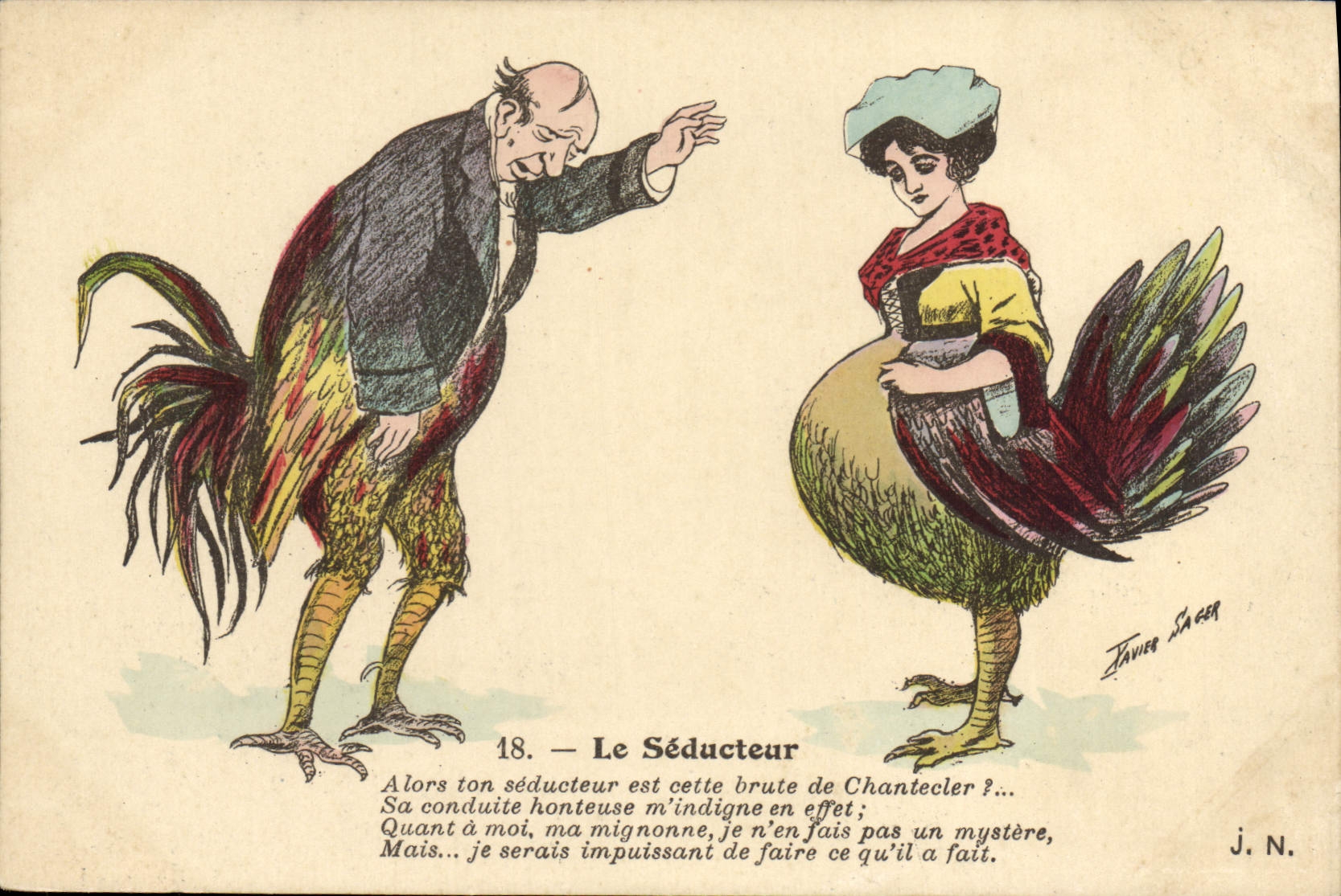 VINTAGE POSTCARD Theater Rostand Cock Chantecler the seducer