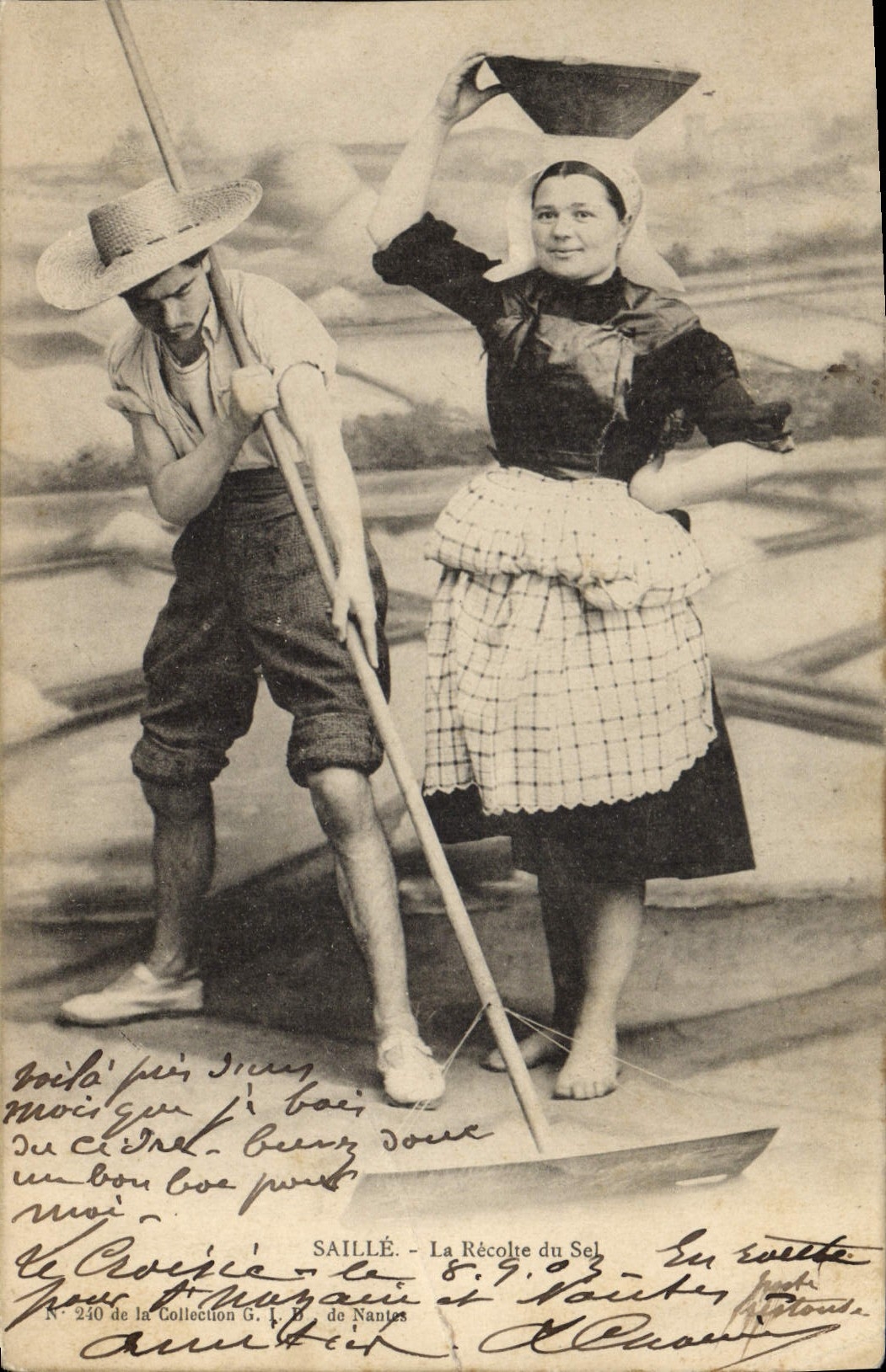 CPA Marais salants Saille La recolte de sel Folklore