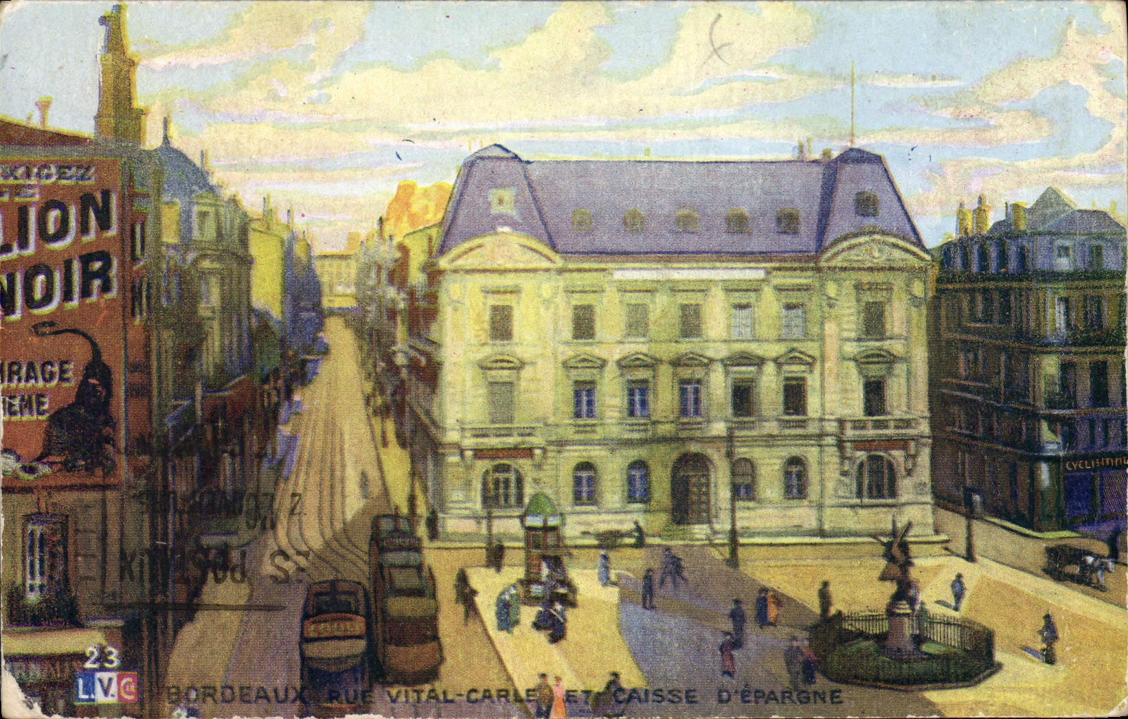 VINTAGE POSTCARD Bank Vital Bordeaux Street Carle and Savings bank
