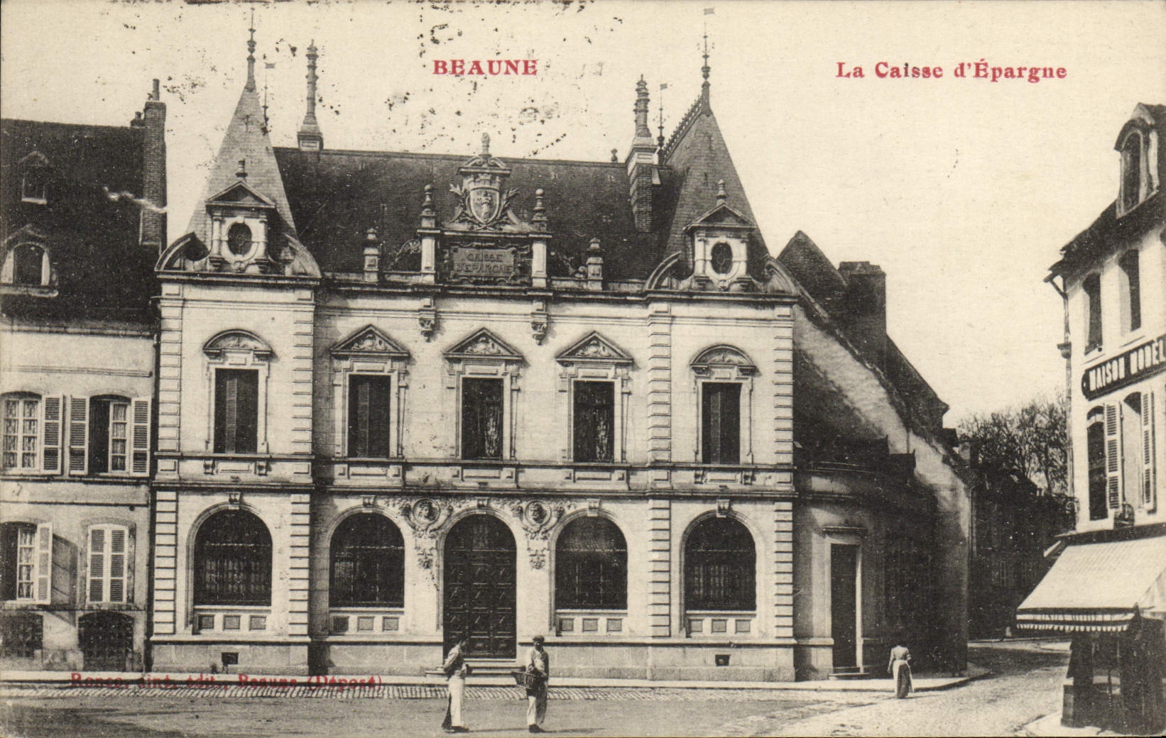 VINTAGE POSTCARD Beaune Bank the Savings bank