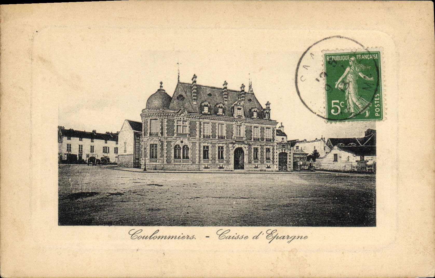 VINTAGE POSTCARD Coulommiers Bank the Savings bank