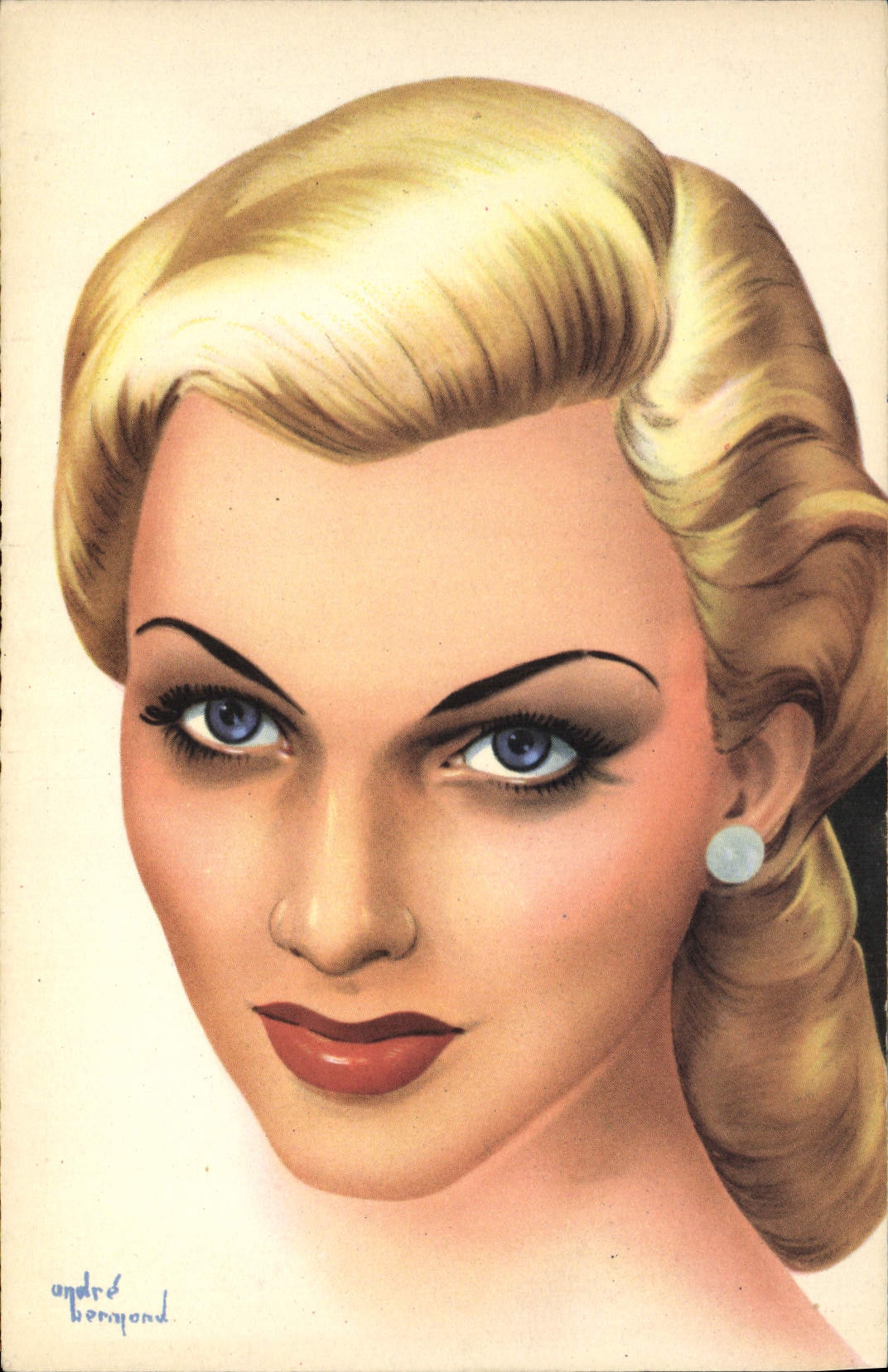 VINTAGE POSTCARD Fantasy Illustrator Andre Bermond Woman