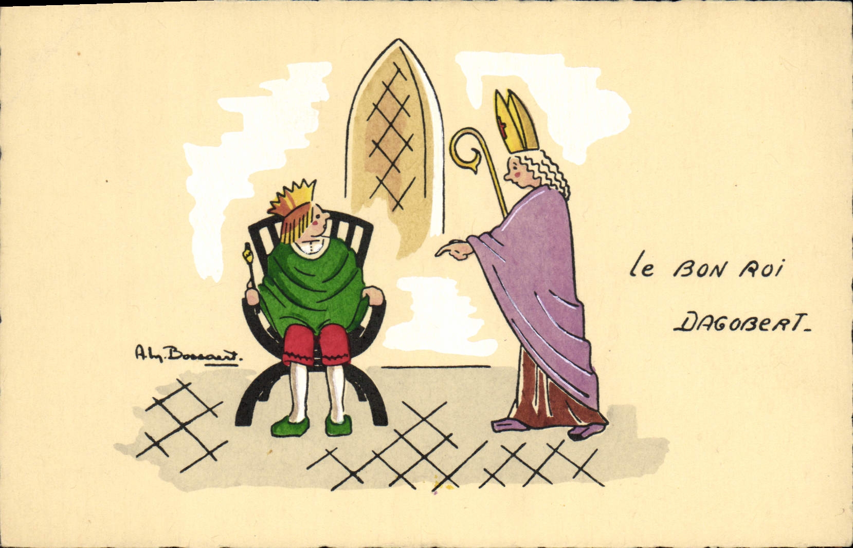 VINTAGE POSTCARD Fantasy Illustrator good king Dagobert