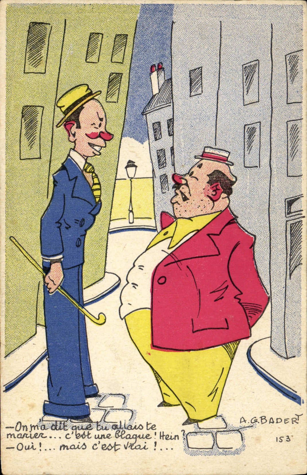 VINTAGE POSTCARD Fantasy Illustrator Badert Marriage