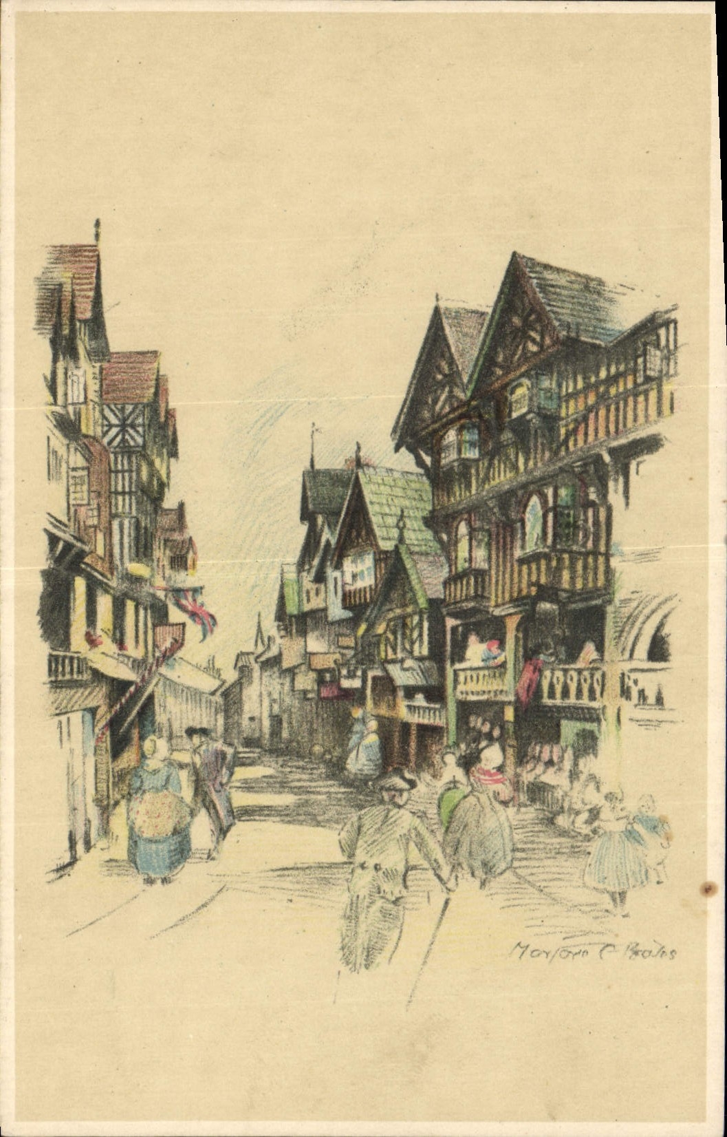 VINTAGE POSTCARD Fantasy Illustrator Houses