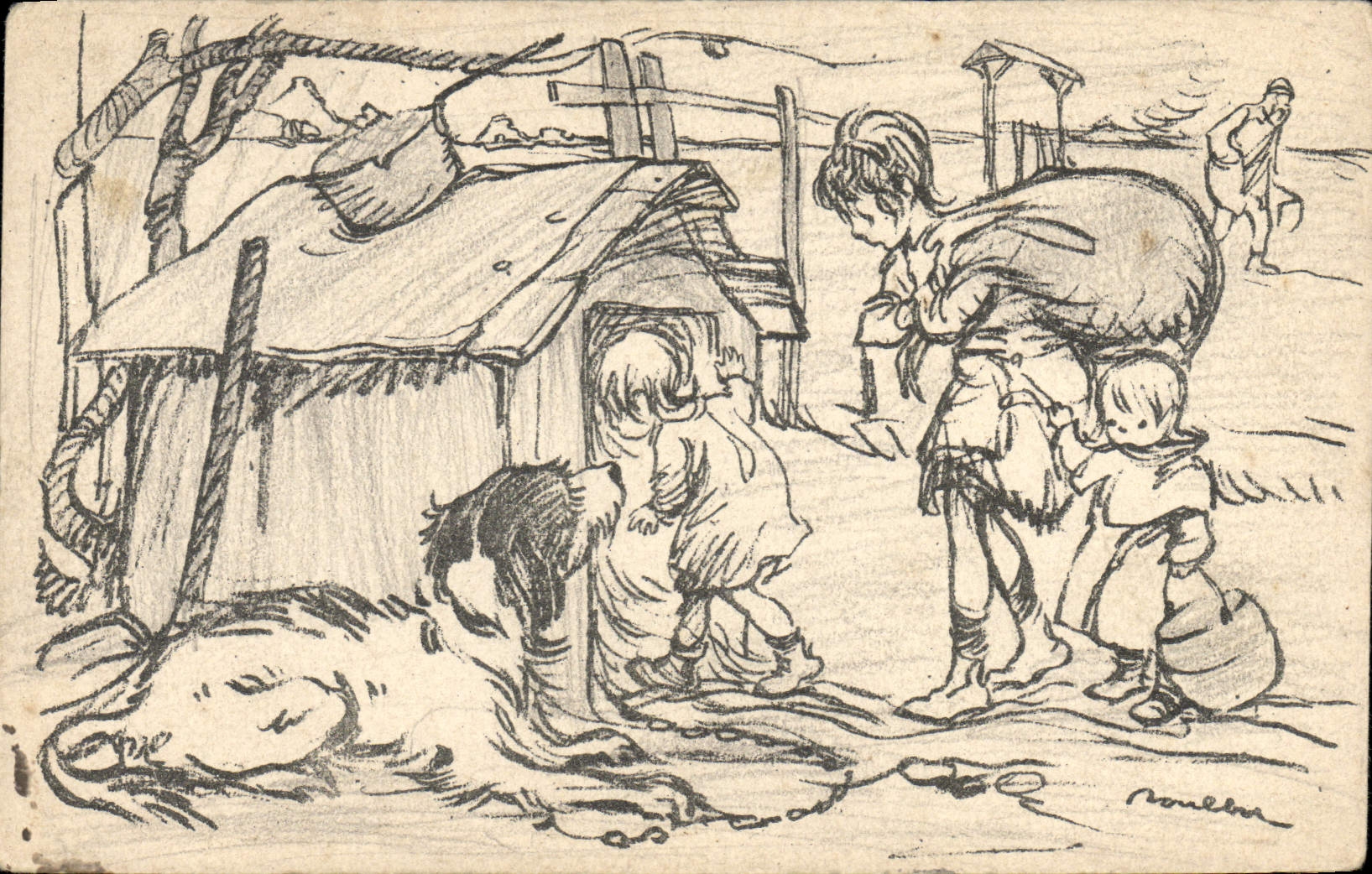 CPA Fantaisie Illustrateur Poulbot Chien 