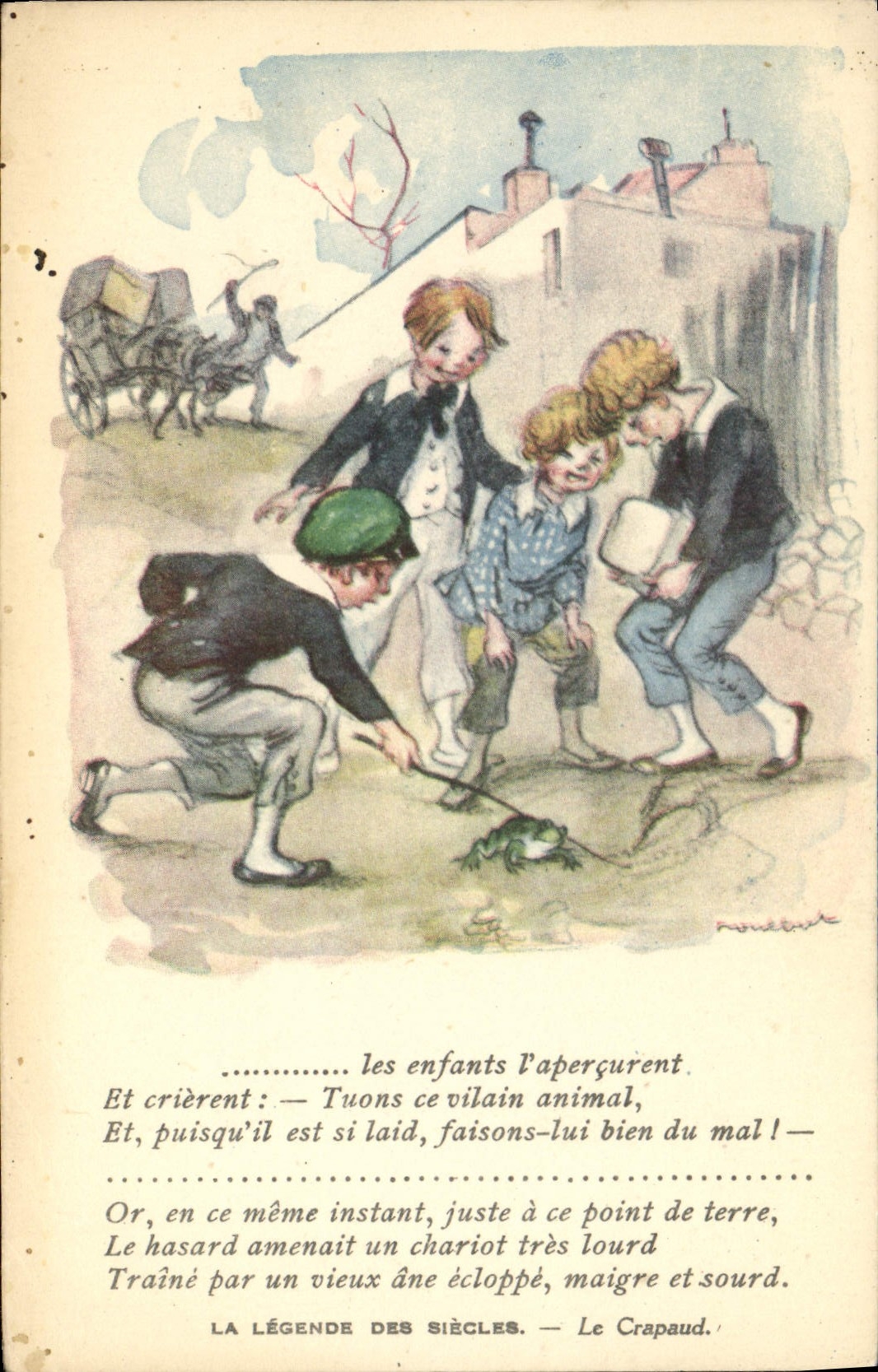 CPA Fantaisie Illustrateur Poulbot Victor Hugo La legende des siecles Le crapaud Grenouille