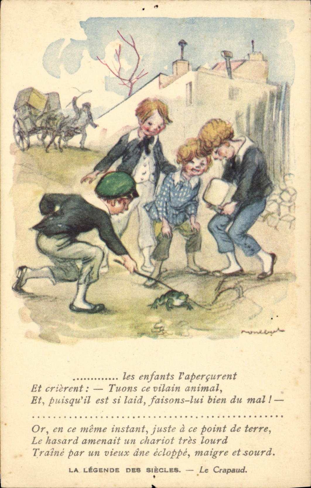 CPA Fantaisie Illustrateur Poulbot Victor Hugo La legende des siecles Le crapaud