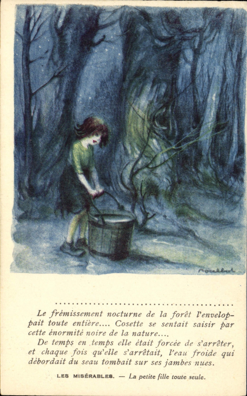 CPA Fantaisie Illustrateur Poulbot Victor Hugo Les miserables La petite fille toute seule