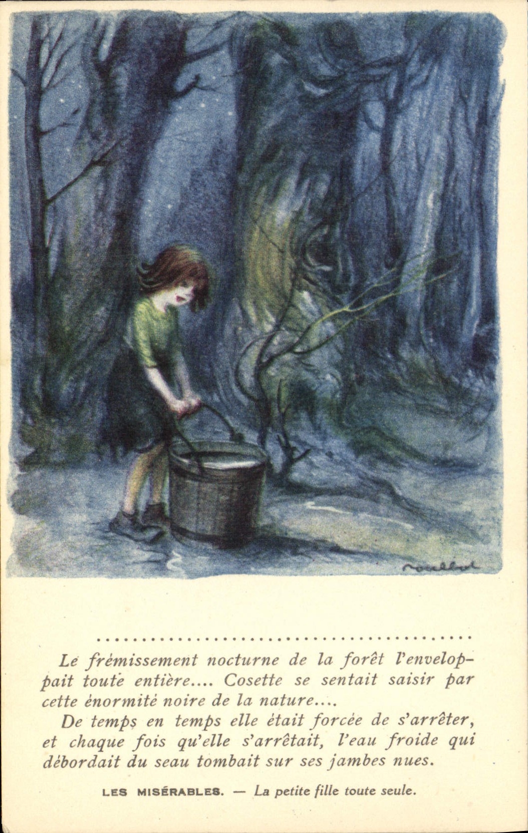 CPA Fantaisie Illustrateur Poulbot Victor Hugo Les miserables La petite fille toute seule