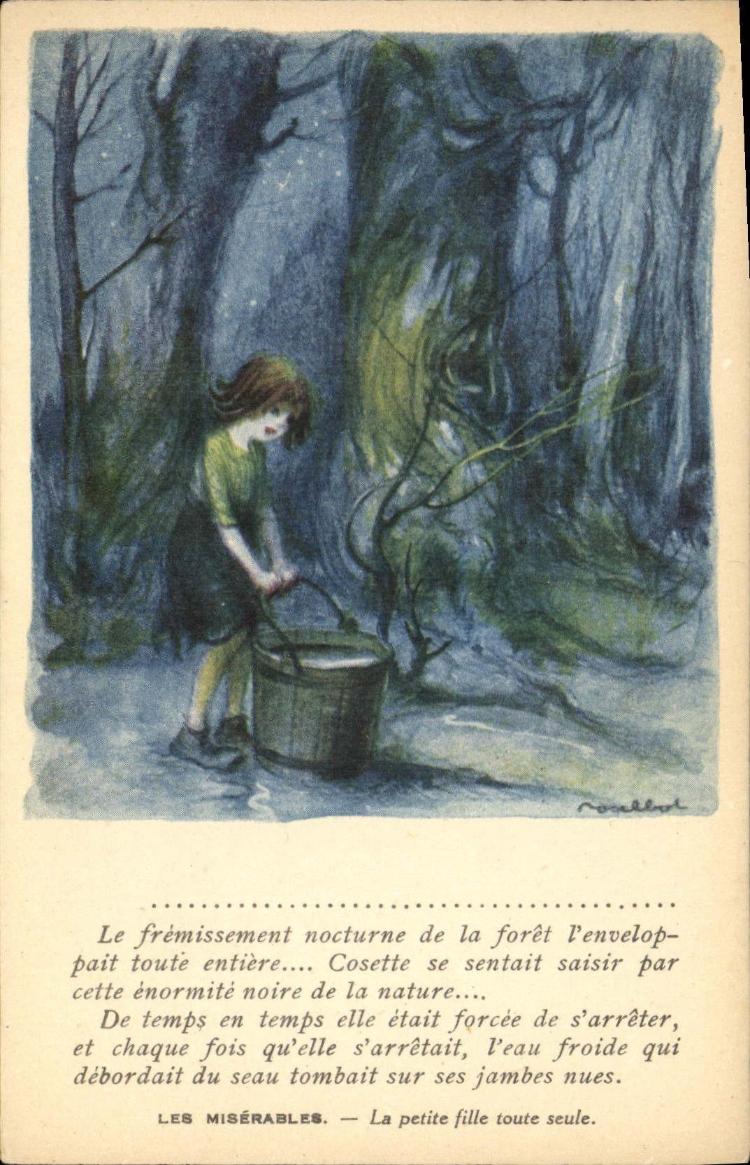CPA Fantaisie Illustrateur Poulbot Victor Hugo Les miserables La petite fille toute seule