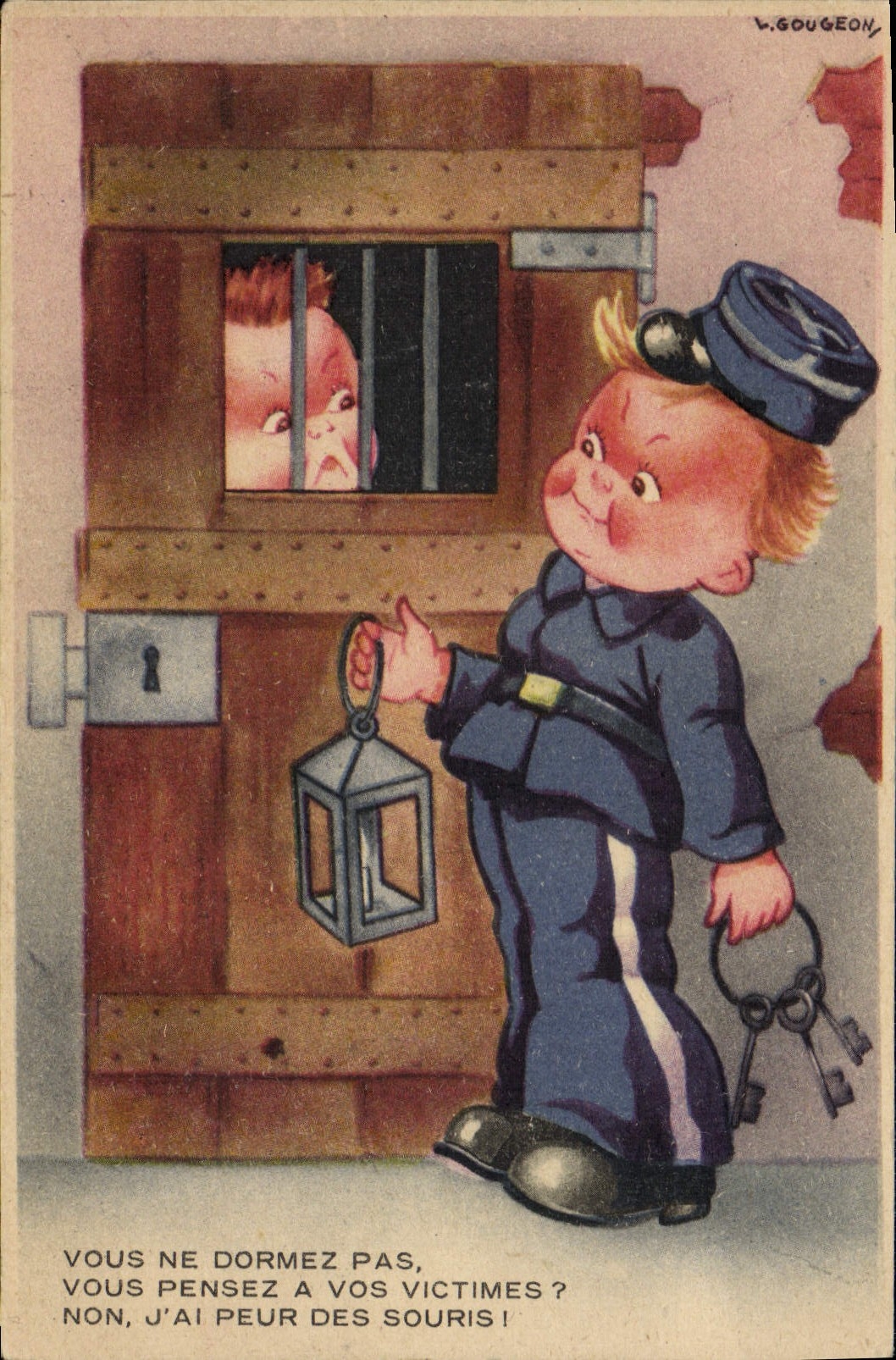 CPA Fantaisie Illustrateur Enfants Gardine de prison