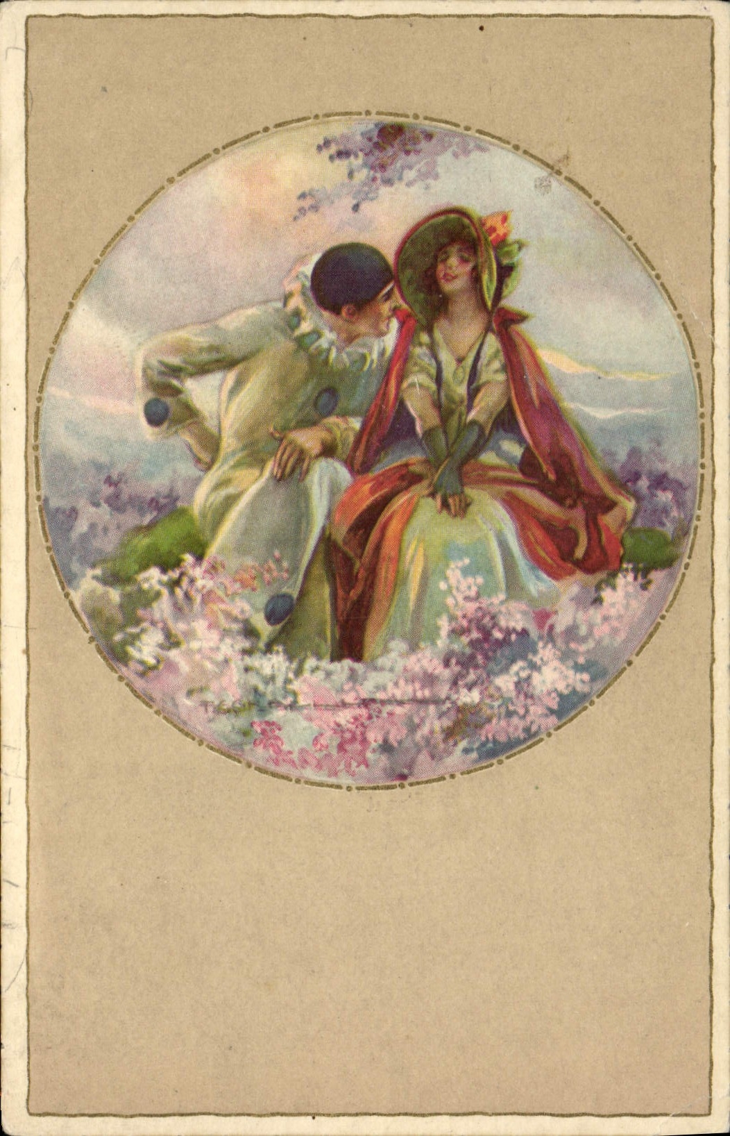 CPA Fantaisie Illustrateur Femme Pierrot