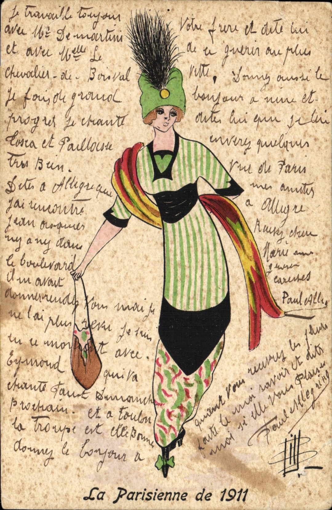 VINTAGE POSTCARD Fantasy Femmee Illustrator the Parisian one of 1911