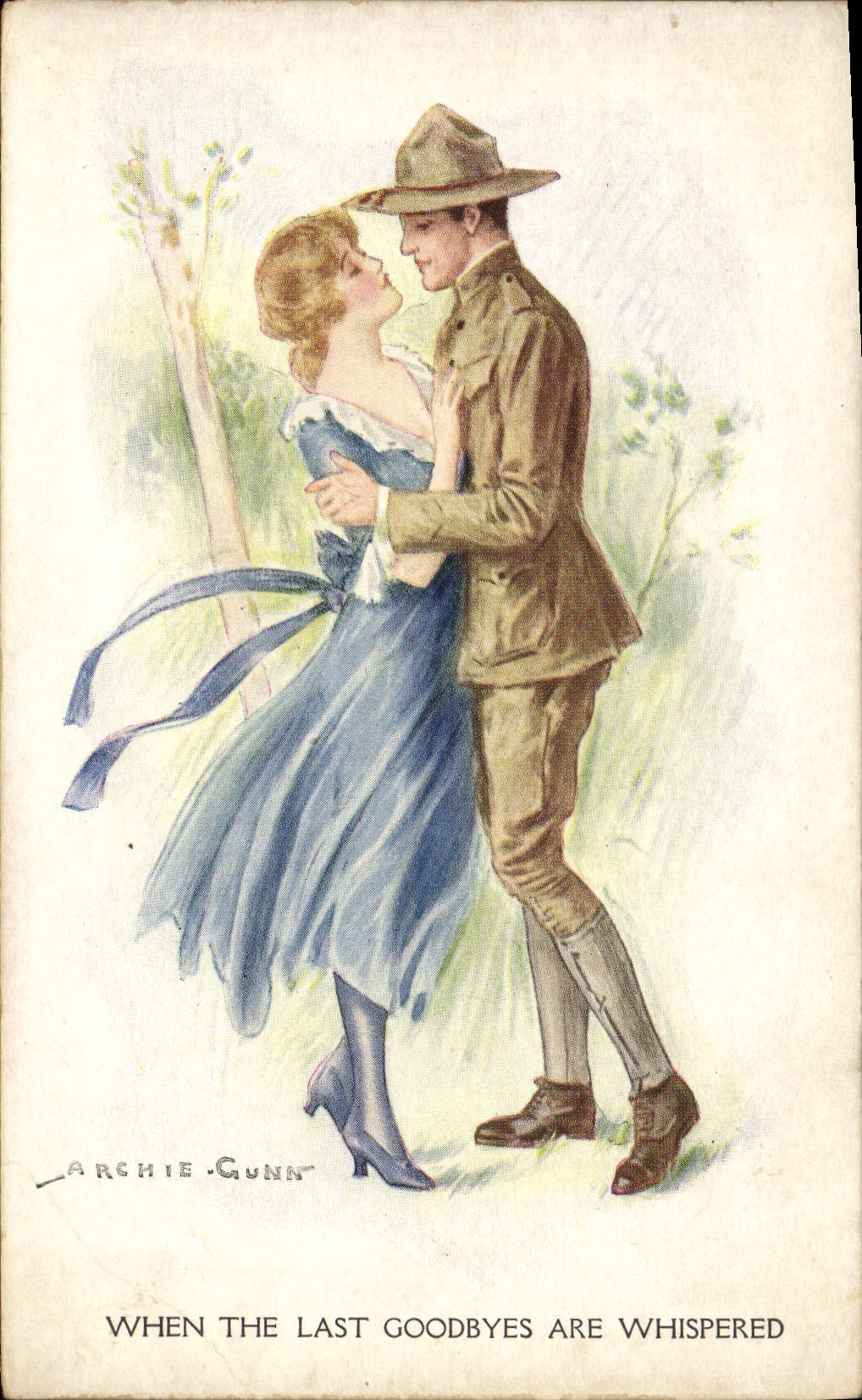 CPA Fantaisie Illustrateur Archie Gunn When the last goodbyes are whispered Militaria Soldat