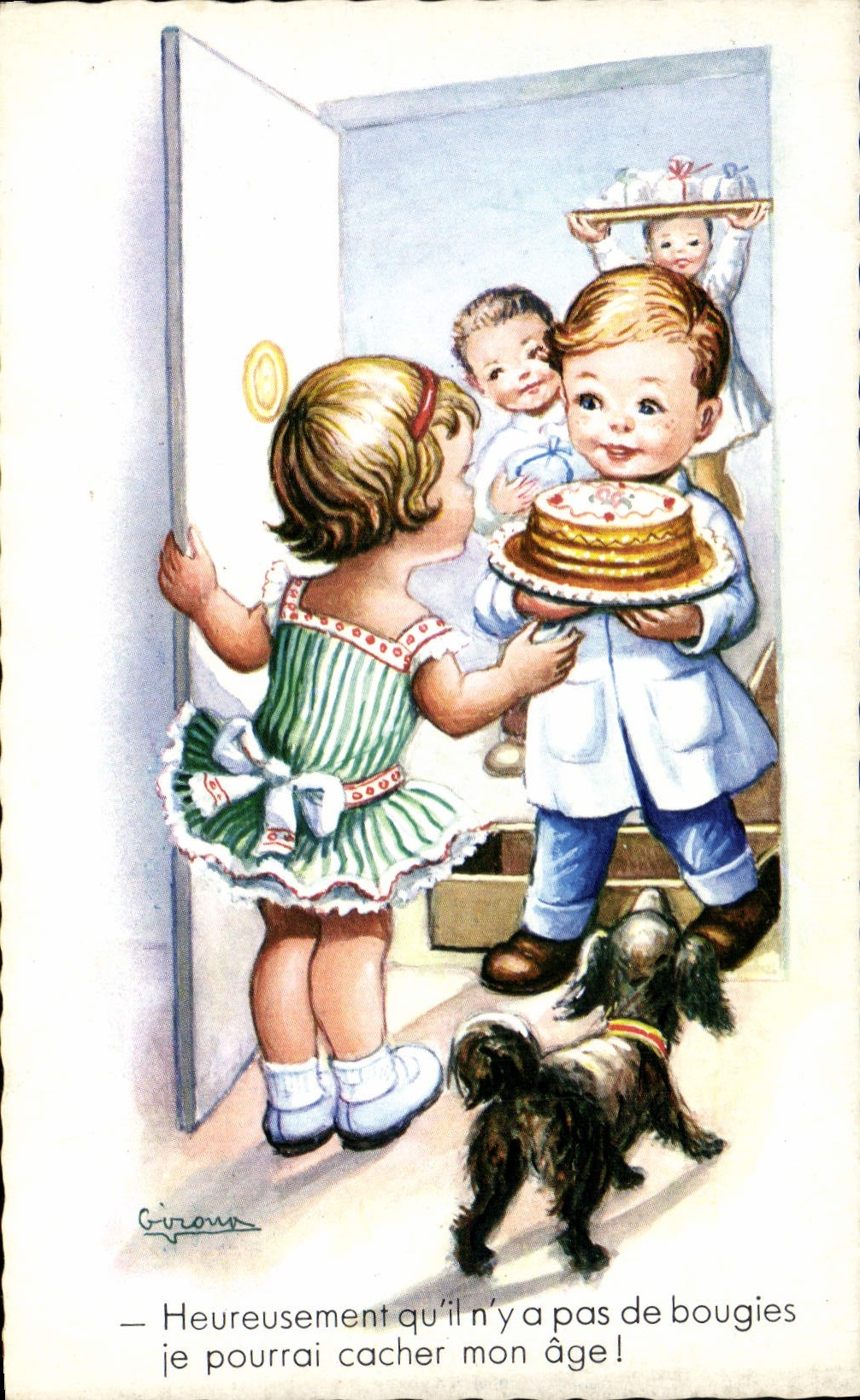 CPA Fantaisie Illustrateur Enfants Chien