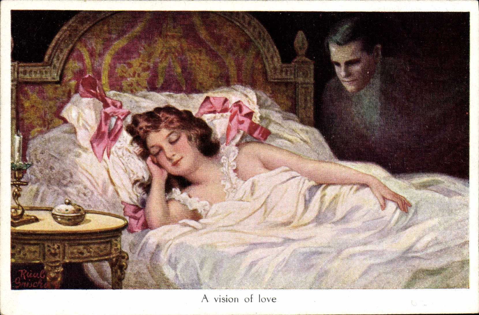 CPA Fantaisie Illustrateur Femme A vision of love 