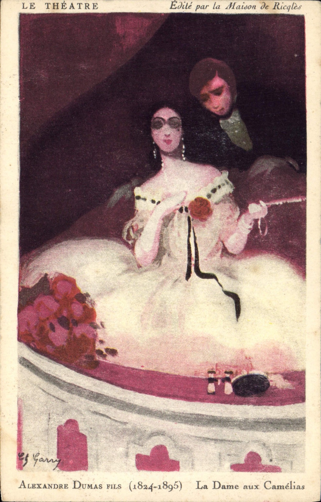 CPA Fantaisie Illustrateur Le theatre Ricqles Alexandre Dumas La dame aux Camelias