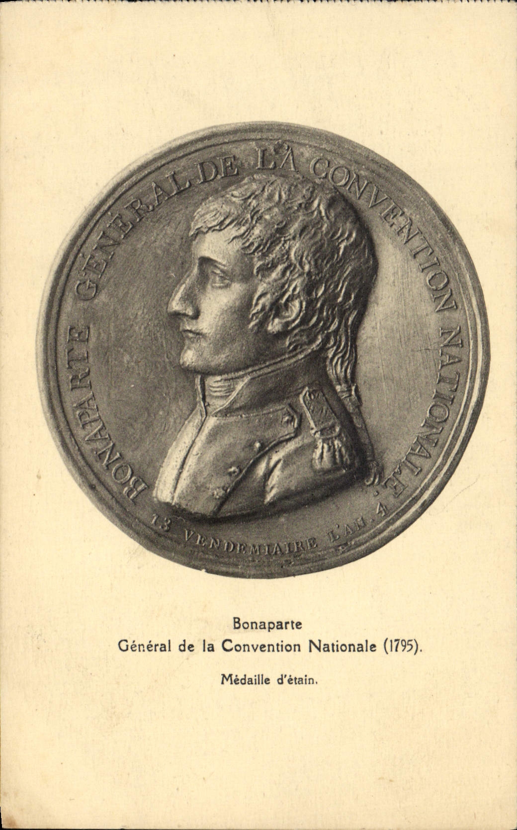 General Bonaparte Medal de la POSTAL de la VENDIMIA de la lata 1795 de Napoleon de la medalla de la carretera principal de la convención 1ra