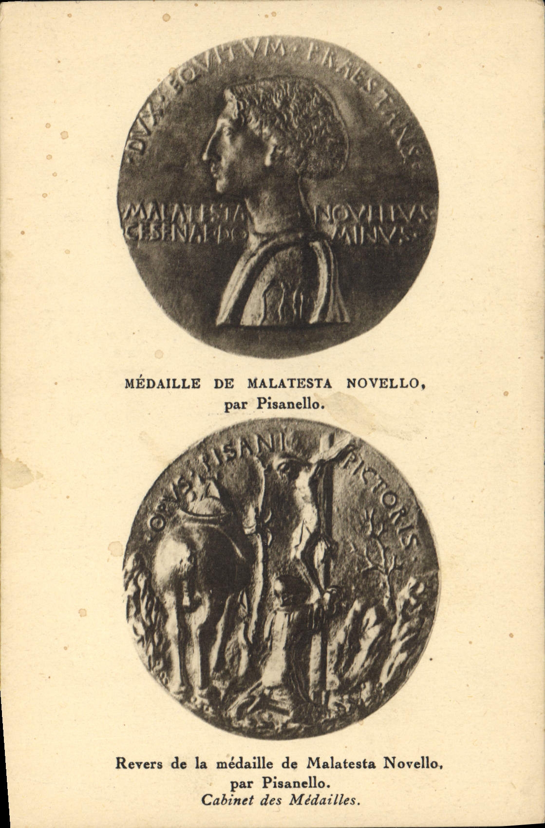 VINTAGE POSTCARD Medal Malatesta Novello by Pisanello
