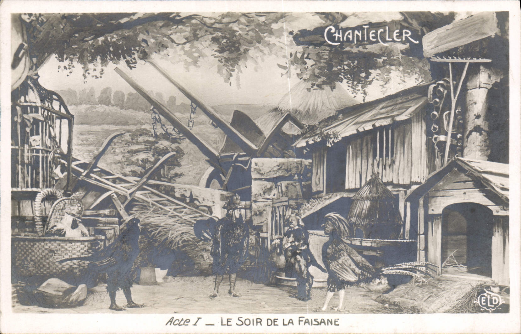 VINTAGE POSTCARD Theater Edmond Rostand Chantecler the evening of the pheasant one