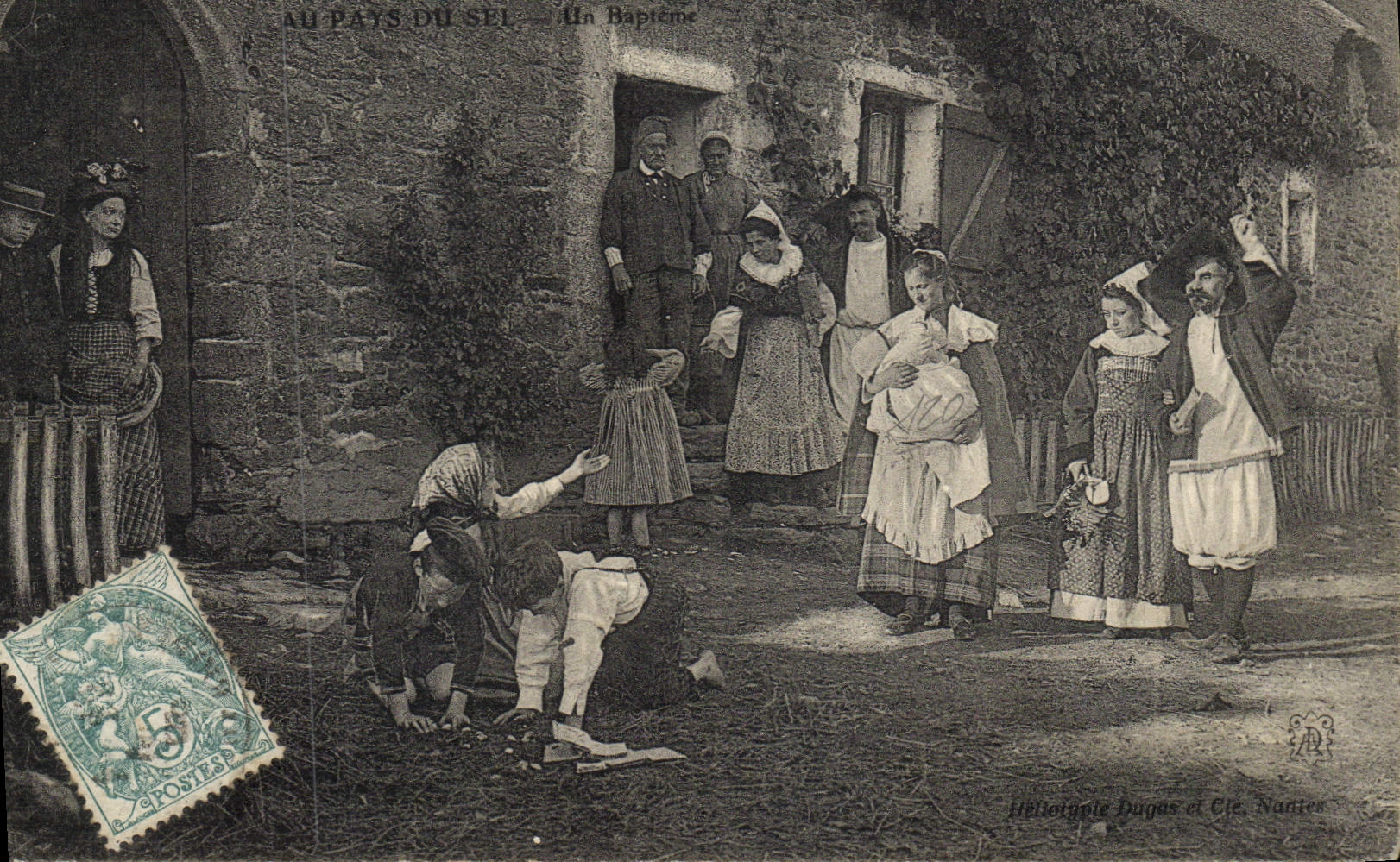 VINTAGE POSTCARD Folklore salt-water Marshes With the country of salt a baptism