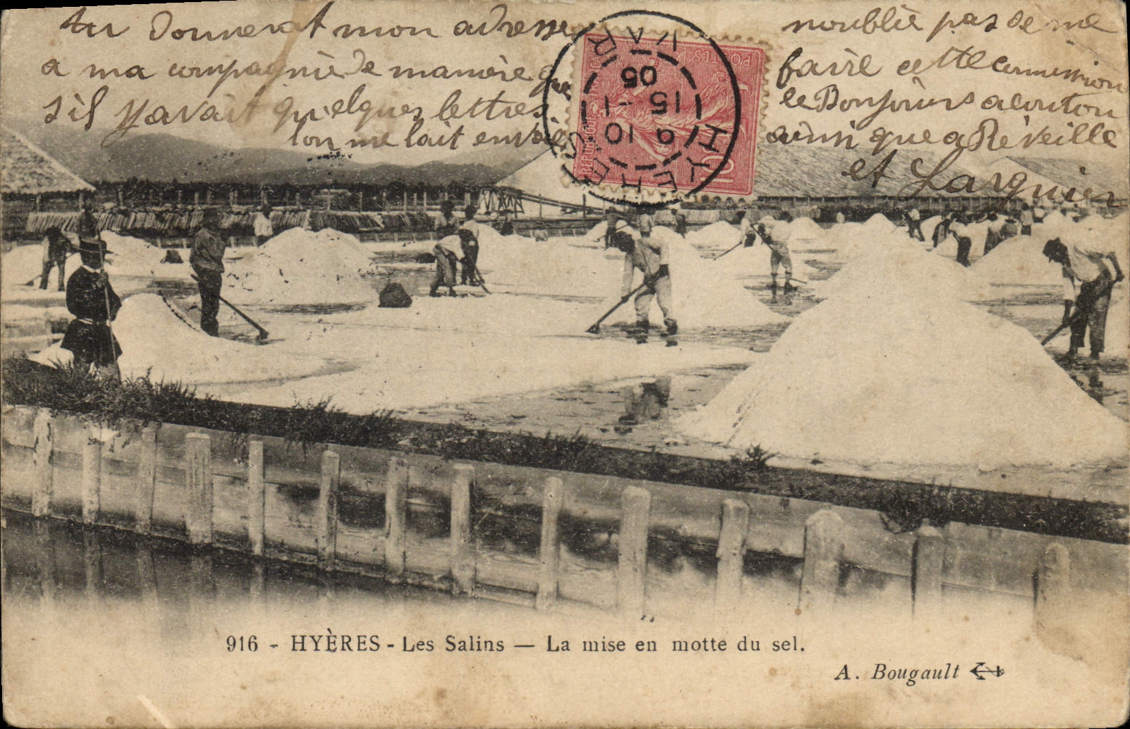 VINTAGE POSTCARD Folklore salt-water Marshes Hyeres Saline the setting in salt mound