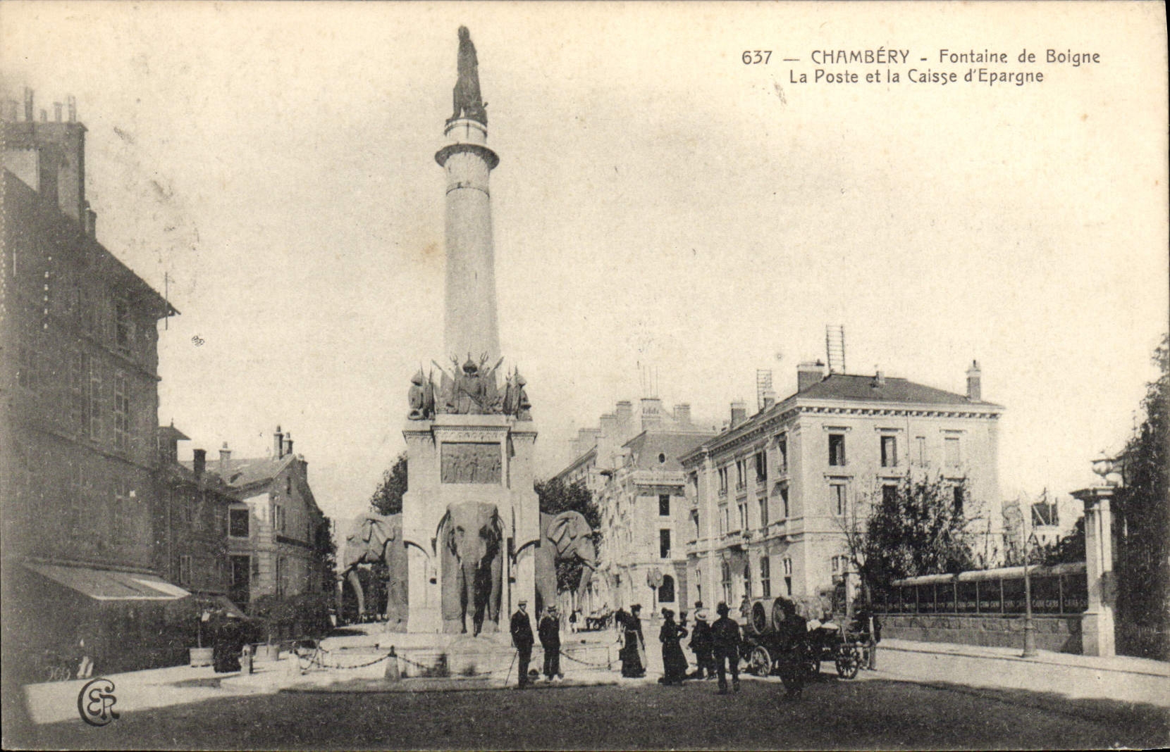CPA Banque Chambert Fontaine de Boigne La Poste et la Caisse d'Epargne Elephant