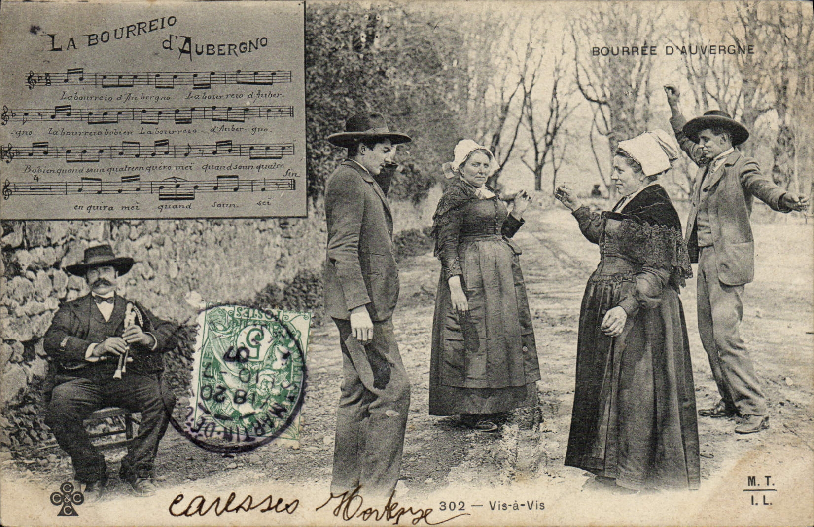 CPA Folklore Auvergne La bourree