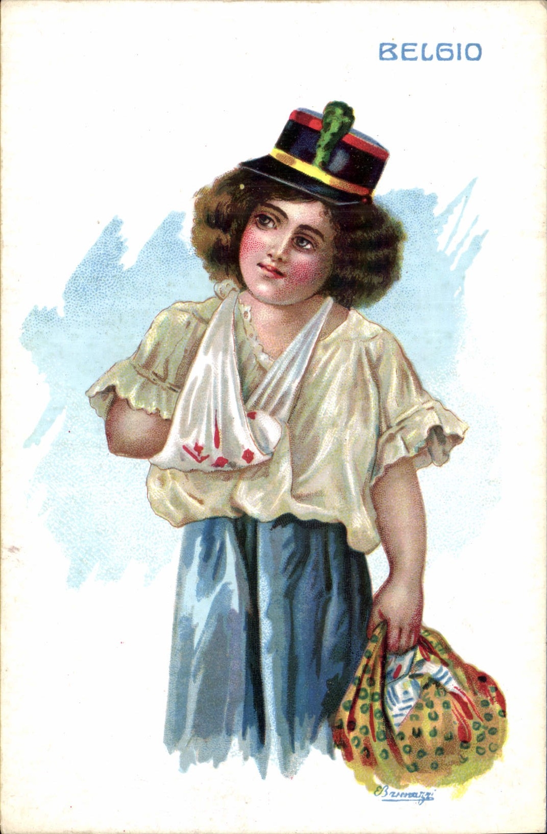 VINTAGE POSTCARD Fantasy Illustrator Belgio Belgium Militaria