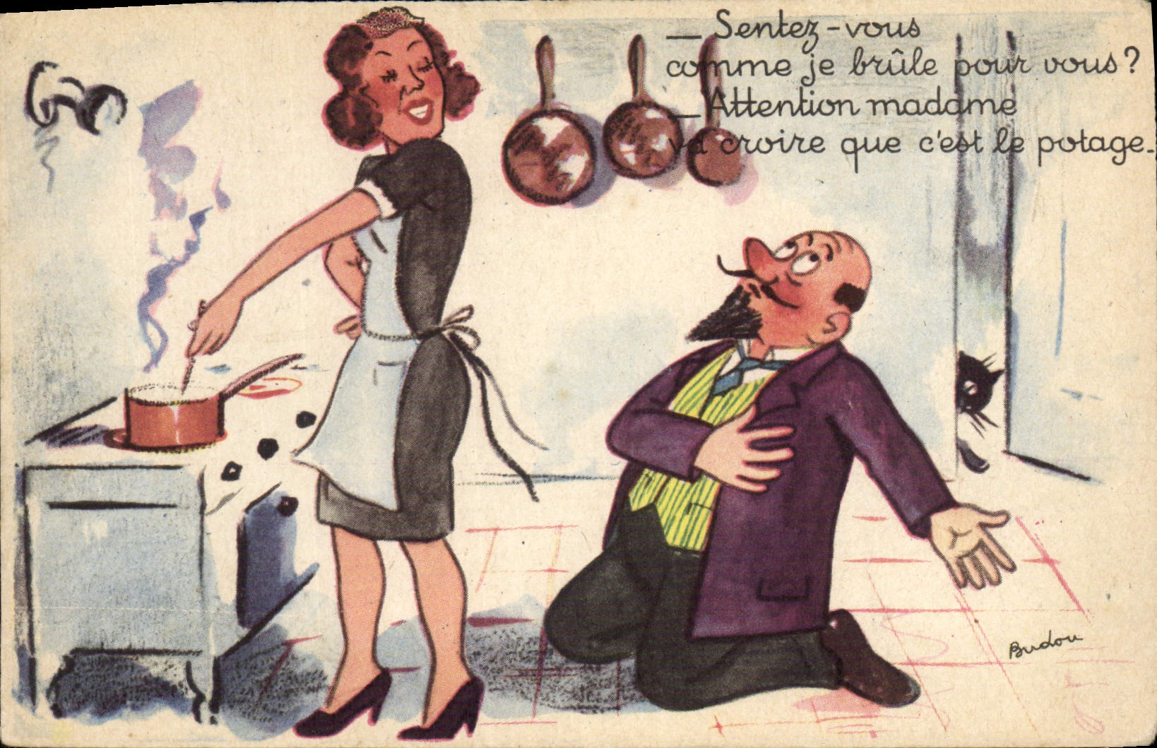 CPA Fantaisie Illustrateur Femme cuisine