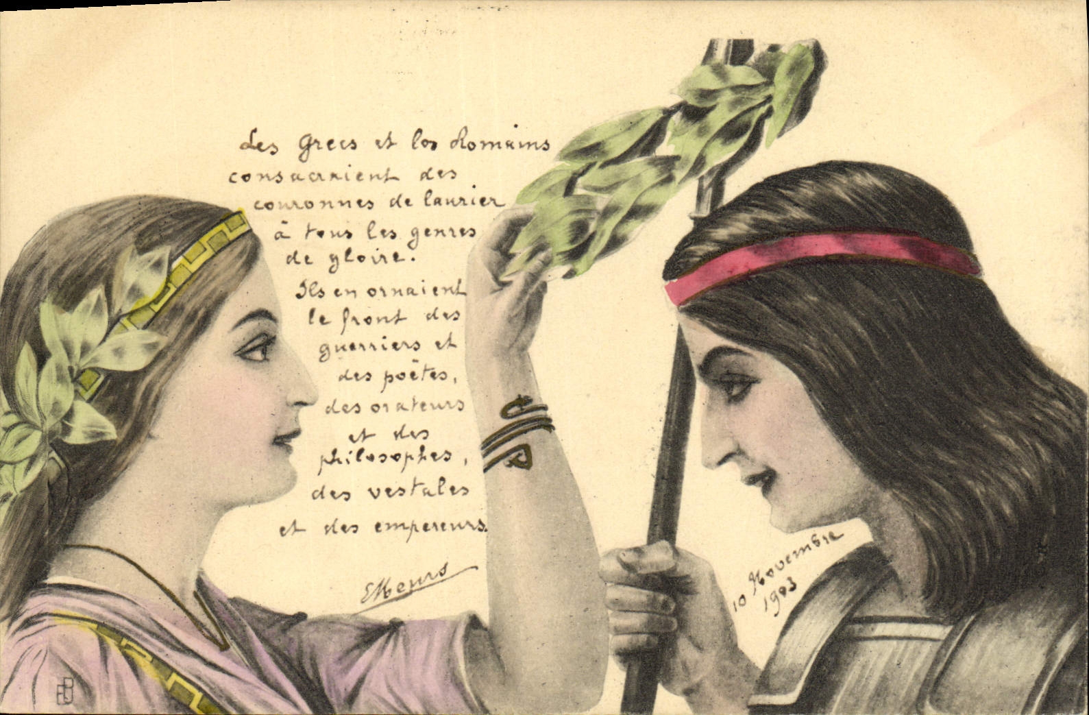 CPA Fantaisie Illustrateur Femmes Les grecs et les romains