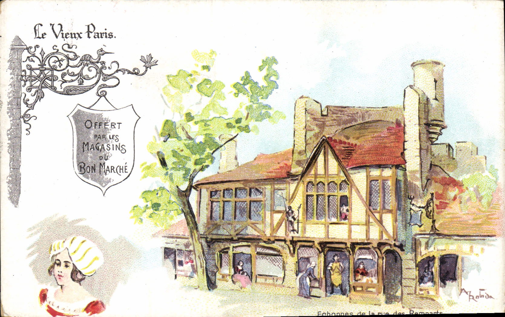 CPA Le Vieux Paris Au Bon Marche Echoppes de la rue des Remparts