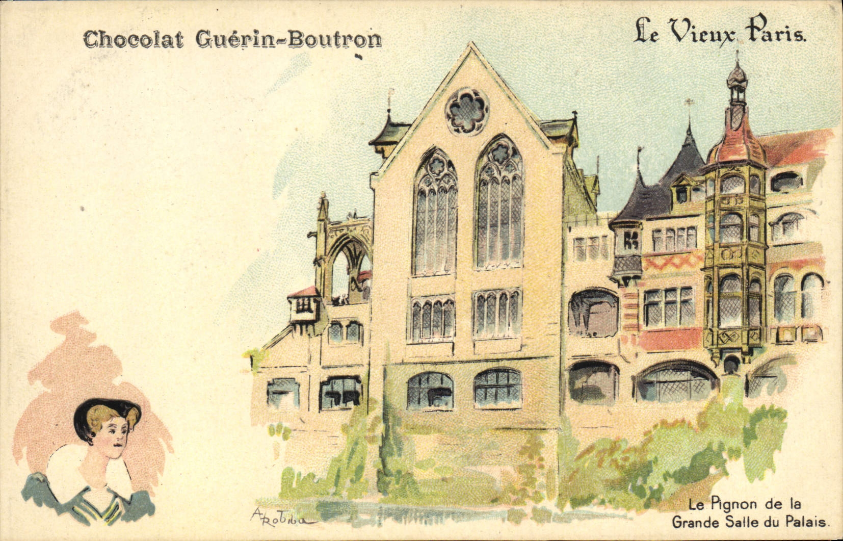 CPA Le Vieux Paris Au Bon Marche Le pignon de la grande salle du palais Chocolat Guerin Boutron Rue du Maroc